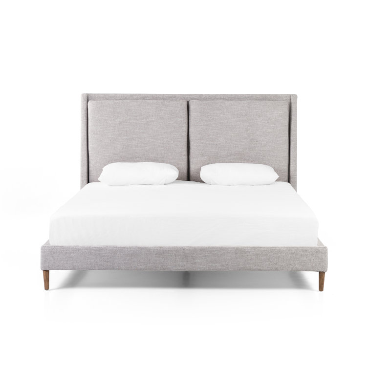 Dover Crescent King-Size Bed with Upholstered Linen Headboard