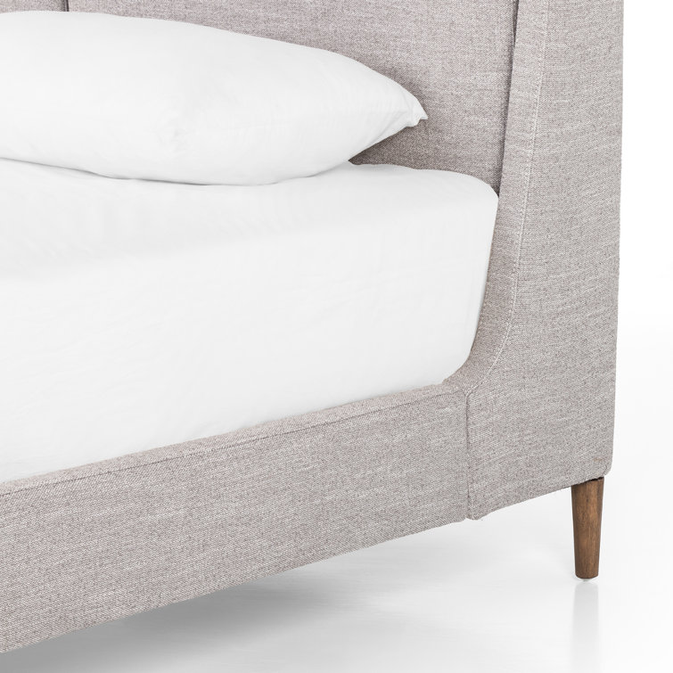Dover Crescent King-Size Bed with Upholstered Linen Headboard