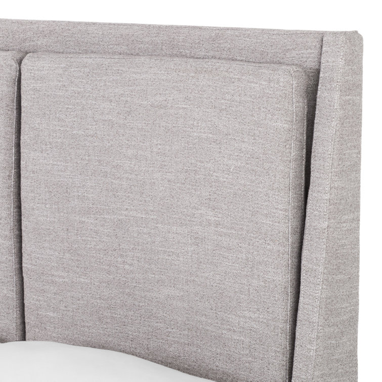 Dover Crescent Queen Bed with Distressed Natural Linen Upholstery