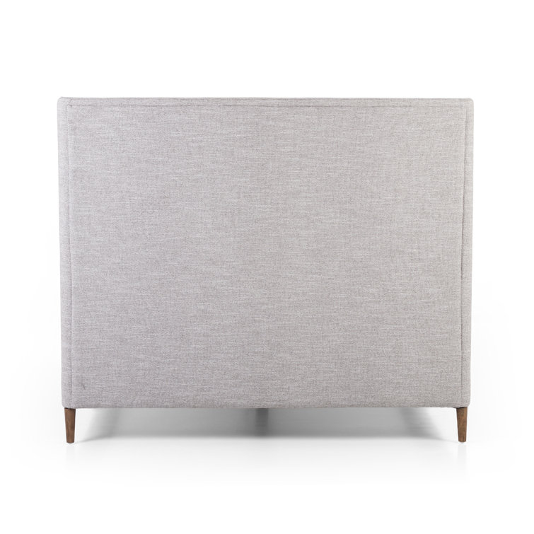 Dover Crescent Queen Bed with Distressed Natural Linen Upholstery