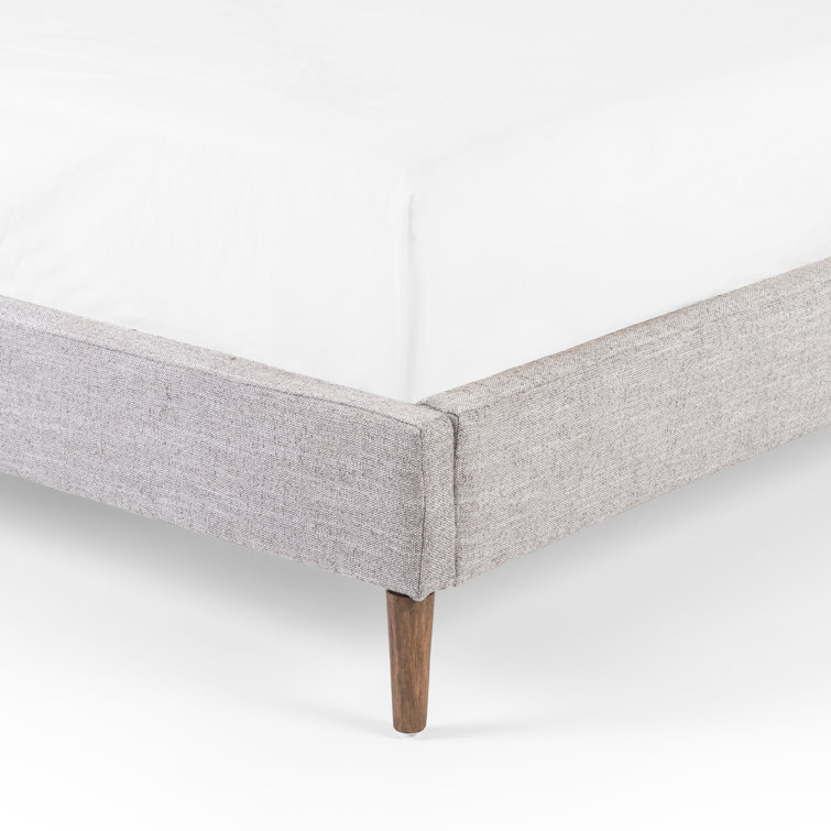 Dover Crescent Queen Bed with Distressed Natural Linen Upholstery