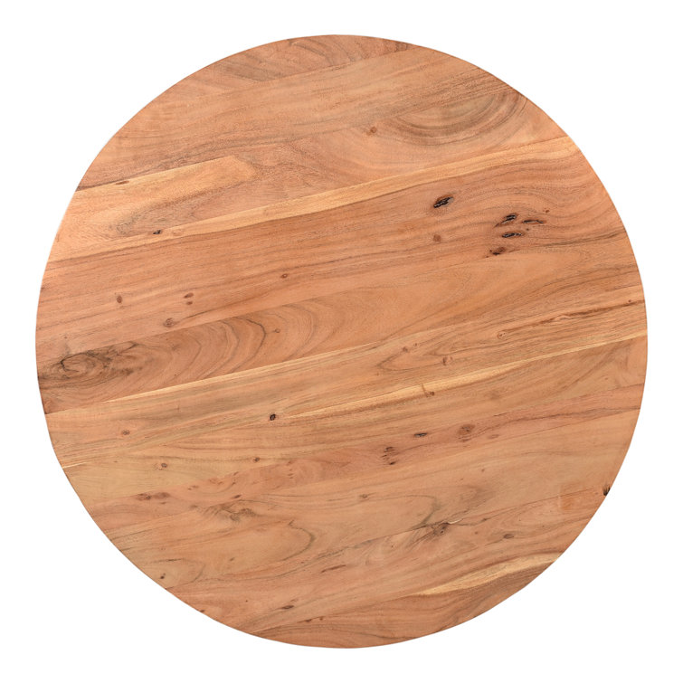 Rustic Brown Round Wood Lift-Top Coffee Table with Storage