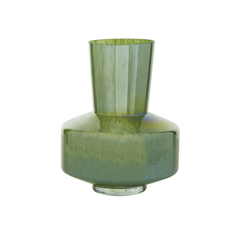 12'' Green Glass Abstract Table Vase