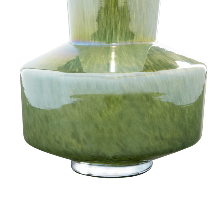 12'' Green Glass Abstract Table Vase