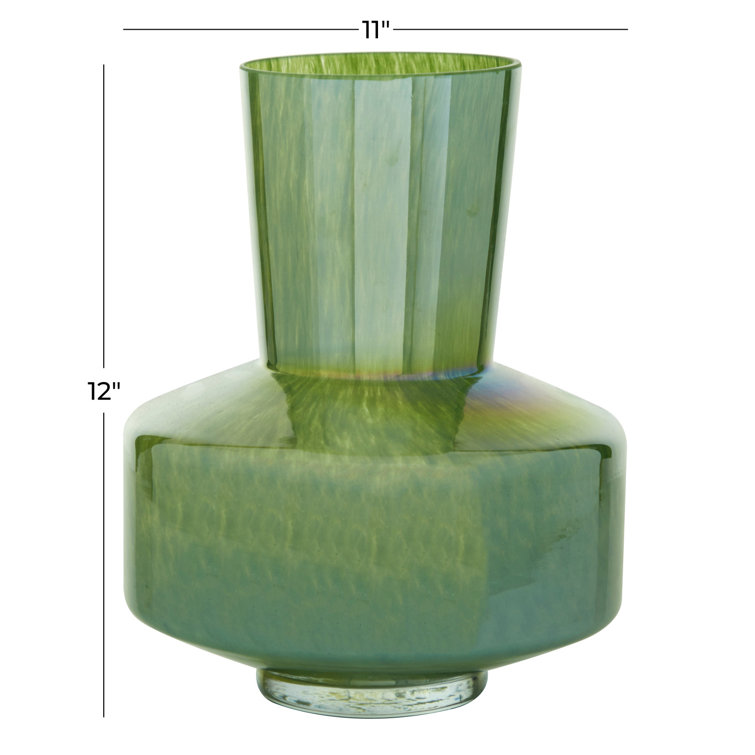 12'' Green Glass Abstract Table Vase