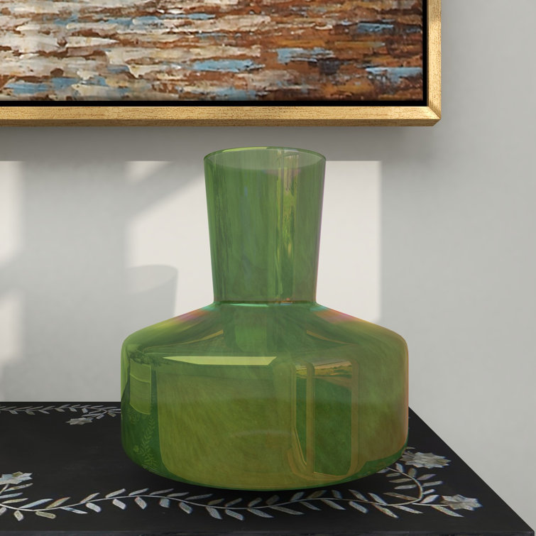 12'' Green Glass Abstract Table Vase