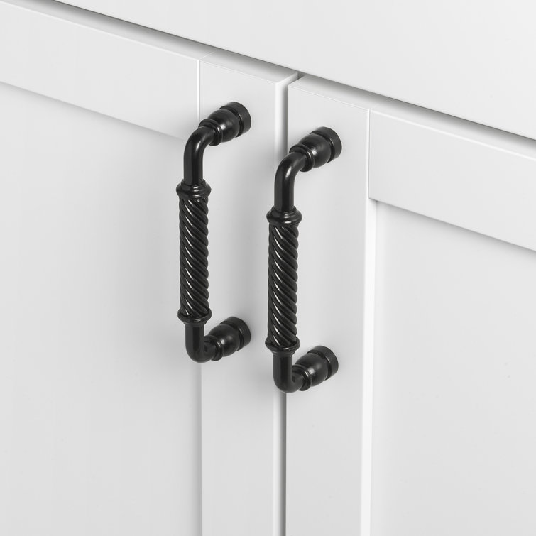 Matte Black Twisted Steel Birdcage Cabinet Pull Bar