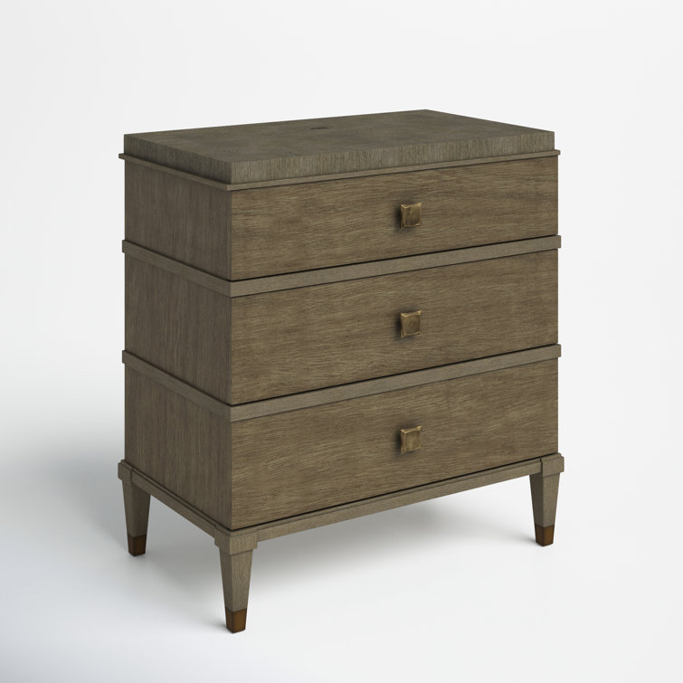 Transitional 3-Drawer Brown Nightstand with Sleek Design