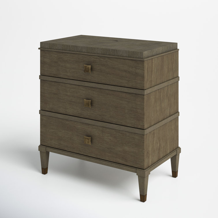 Transitional 3-Drawer Brown Nightstand with Sleek Design