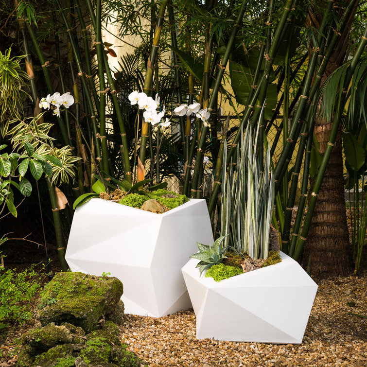 White Origami Resin Indoor/Outdoor Planter, 23" Wide
