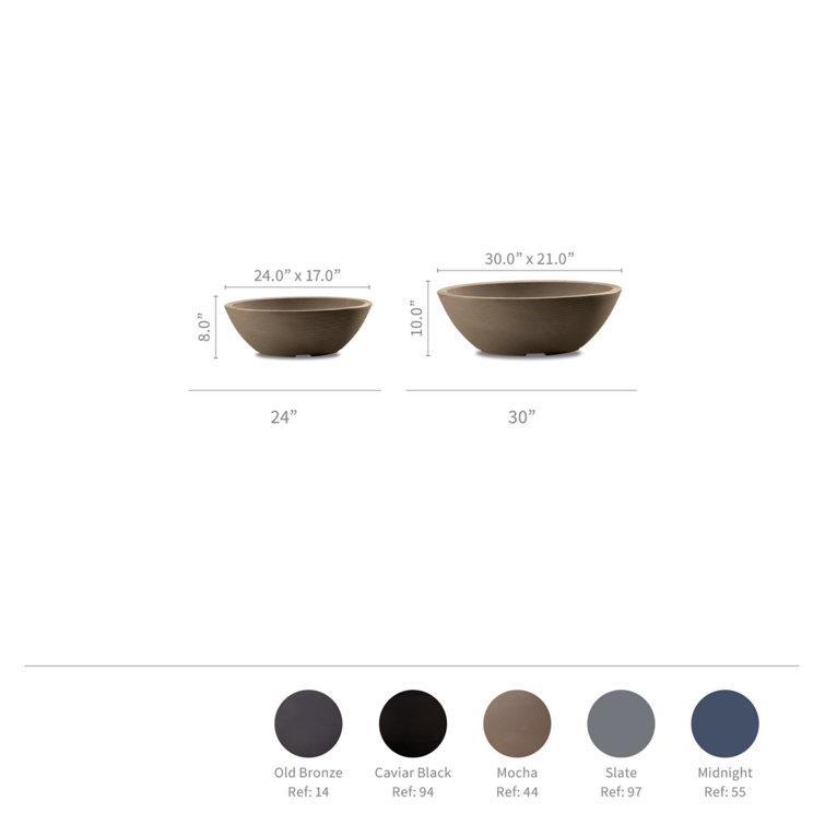 Caviar Black 24-Inch Oval Polyethylene Resin Planter Bowl