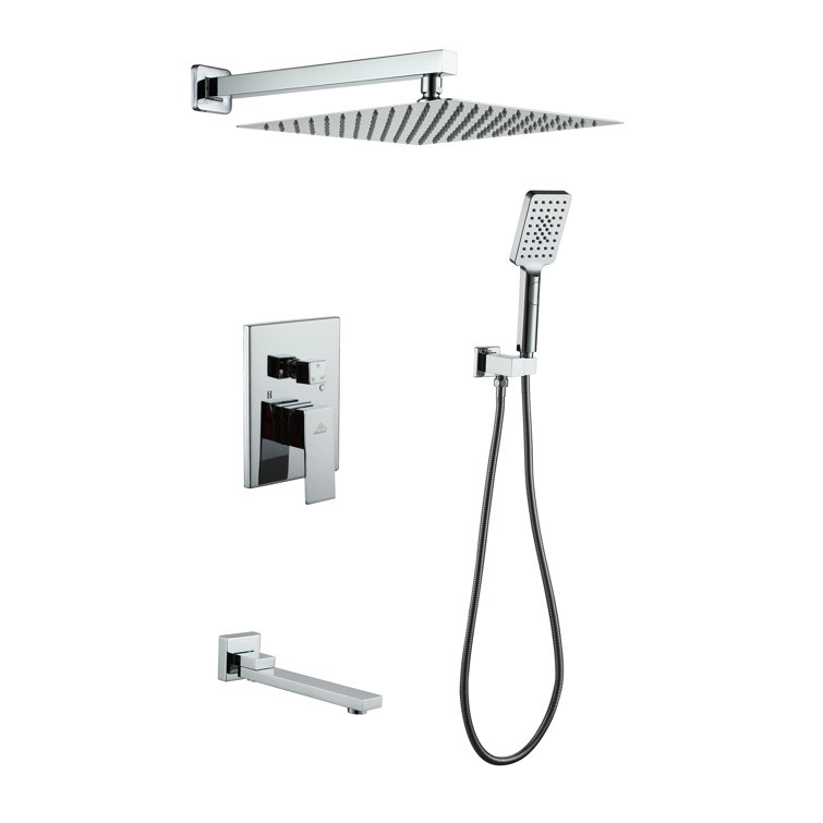 Chrome Multi-Head Square Wall Mounted Shower System