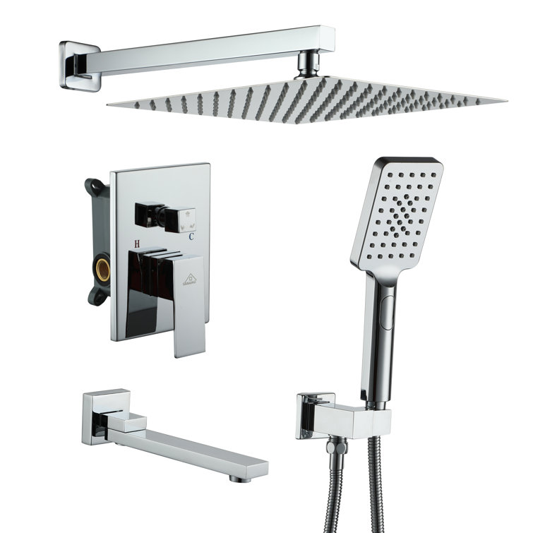 Chrome Multi-Head Square Wall Mounted Shower System
