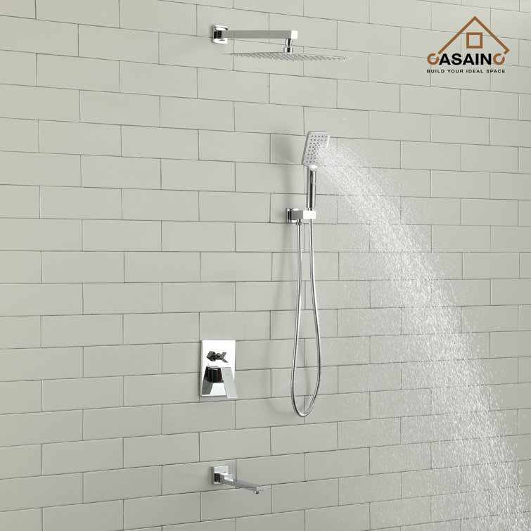 Chrome Multi-Head Square Wall Mounted Shower System