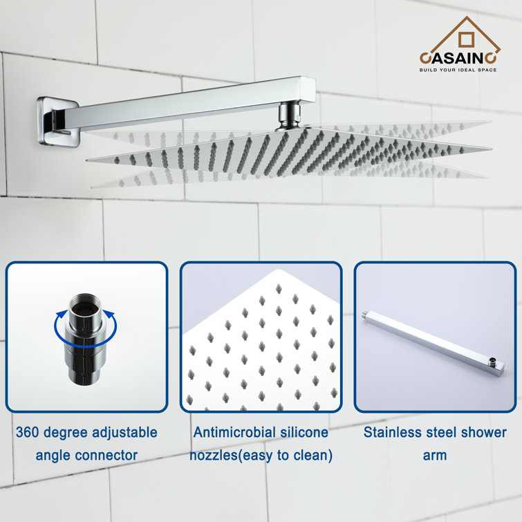 Chrome Multi-Head Square Wall Mounted Shower System