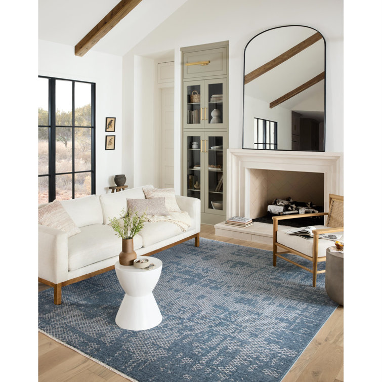 Denim and Dove Rectangular Stain-Resistant Viscose Rug