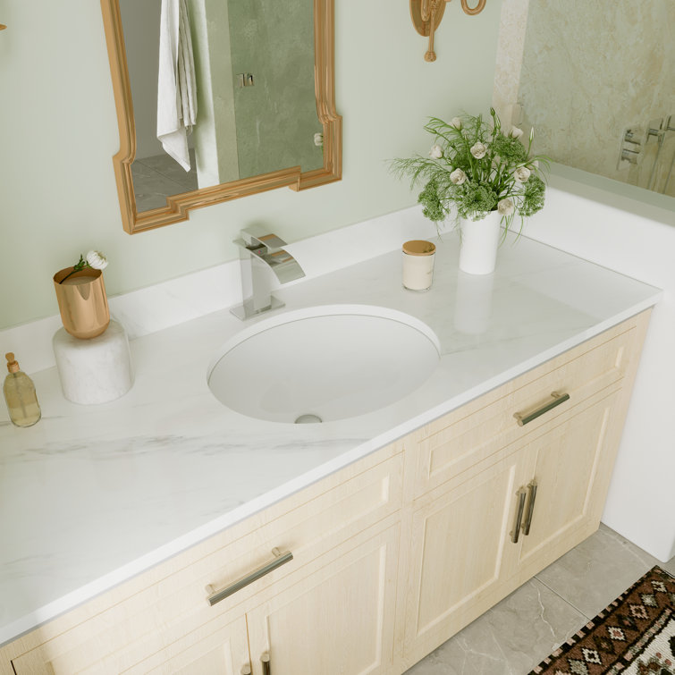 16.54" White Ceramic Oval Undermount Bathroom Sink