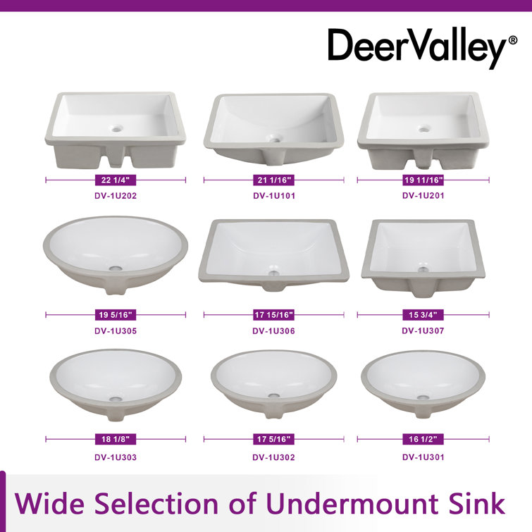 White Ceramic Oval Undermount Bathroom Sink with Overflow