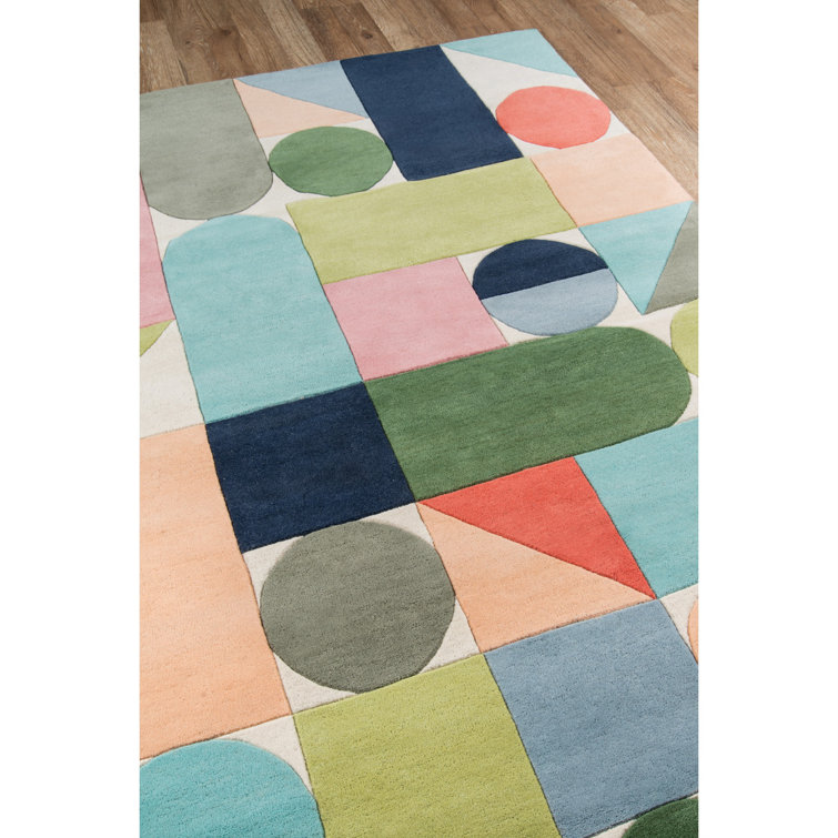 Geometric Multicolor Wool Hand-Tufted Runner Rug