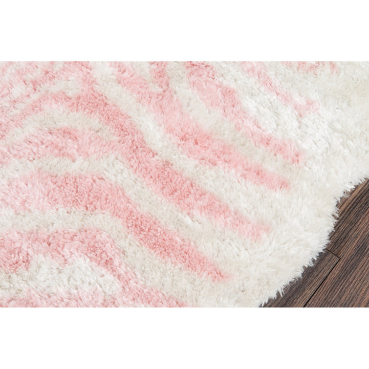 Plush Pink Zebra Stripe Hand-Tufted Area Rug, 3'6" x 5'6"