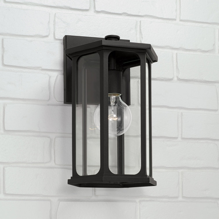 Black and Clear Glass Outdoor Wall Lantern