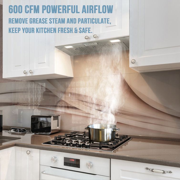 Akicon 36" Stainless Steel 600 CFM Ducted (Vented) Insert Range Hood with Charcoal Filter
