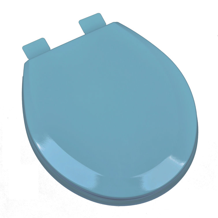 Regency Blue Molded Wood Round Toilet Seat with Lid
