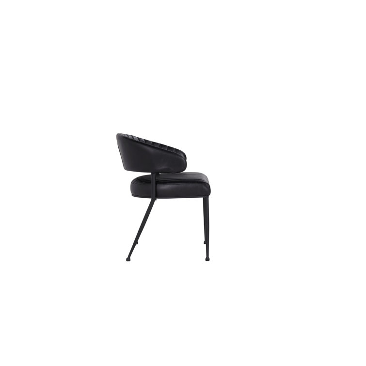 Sophisticated Jet Black Iron Frame Dining Chair with Top Grain Leather
