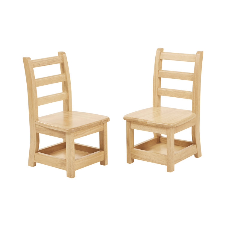 Natural Rubberwood Ladderback Kids Chairs with Storage, 2-Pack