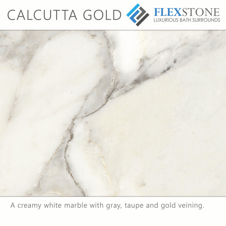 Calcutta Gold Marble 48"W x 36"D x 80"H Alcove Shower Surround