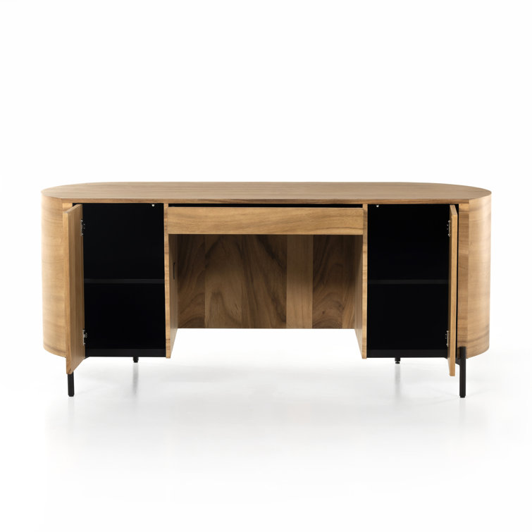 72" Brown Wood Executive Desk with Drawer