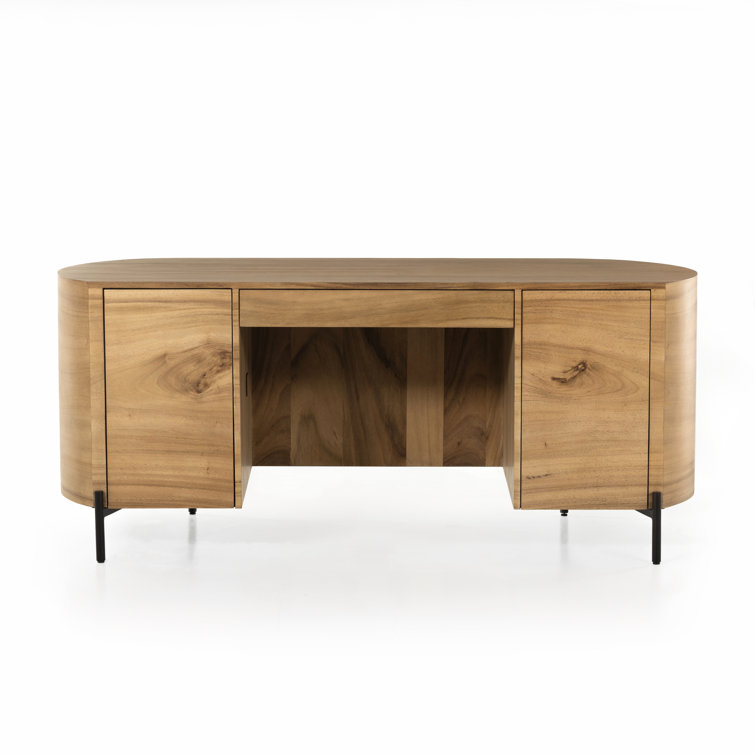 72" Brown Wood Executive Desk with Drawer