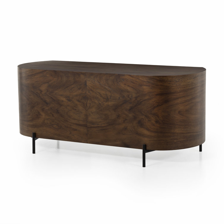 Caramel Wood Executive Desk with Drawer and Shelves