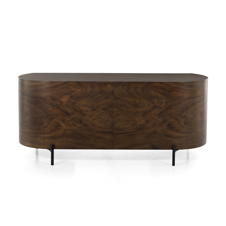 Caramel Wood Executive Desk with Drawer and Shelves
