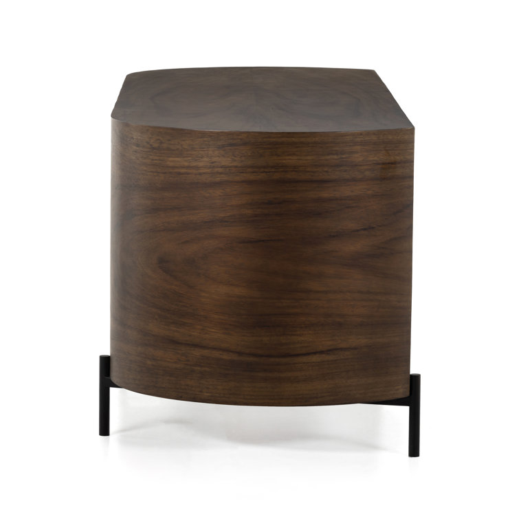 Caramel Wood Executive Desk with Drawer and Shelves
