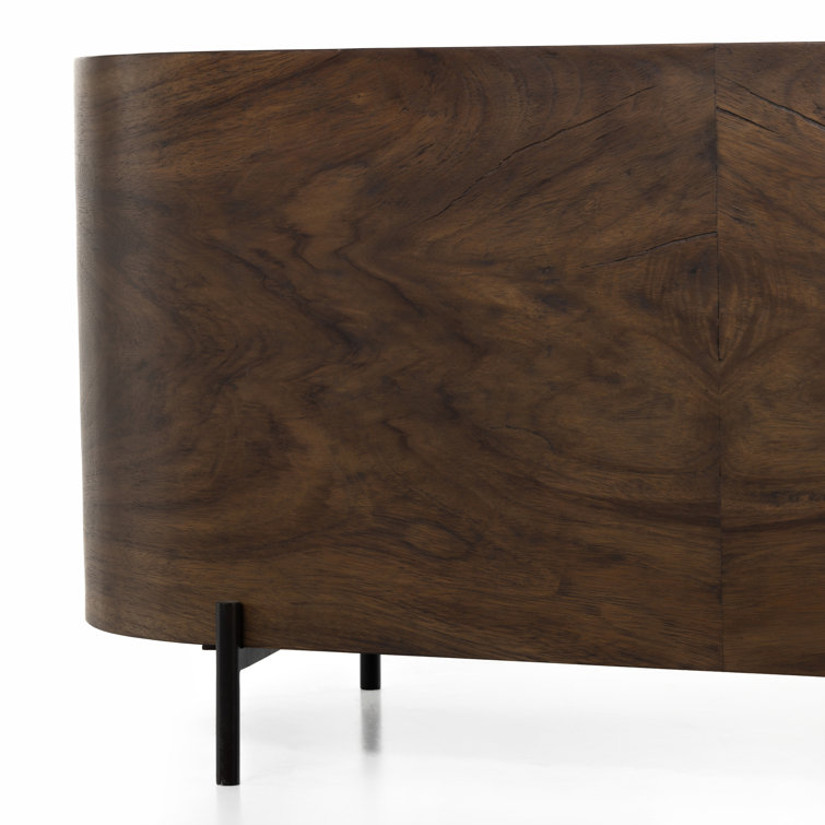 Caramel Wood Executive Desk with Drawer and Shelves