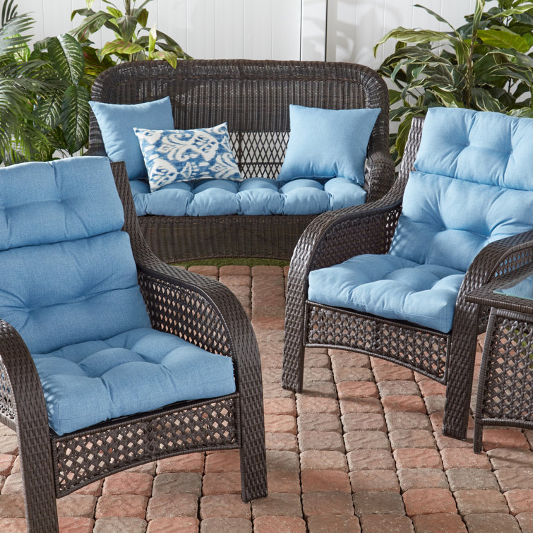 Denim Blue 17" Square Outdoor Throw Pillow Set