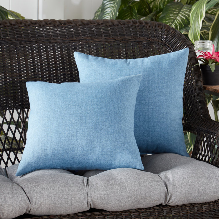 Denim Blue 17" Square Outdoor Throw Pillow Set