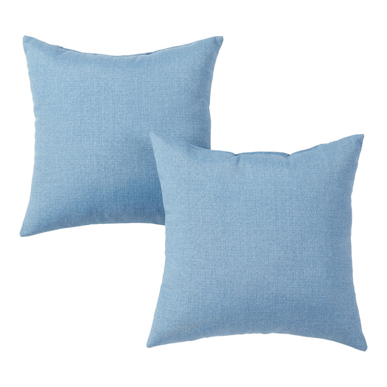 Denim Blue 17" Square Outdoor Throw Pillow Set