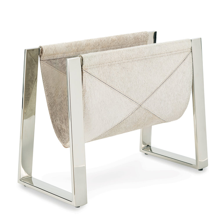 Regina Andres Polished Nickel & Hair on Hide 14" Magazine Rack