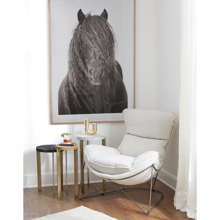 Elysian Butterfly 100% Linen Gray Lounge Chair with Stainless Steel Frame