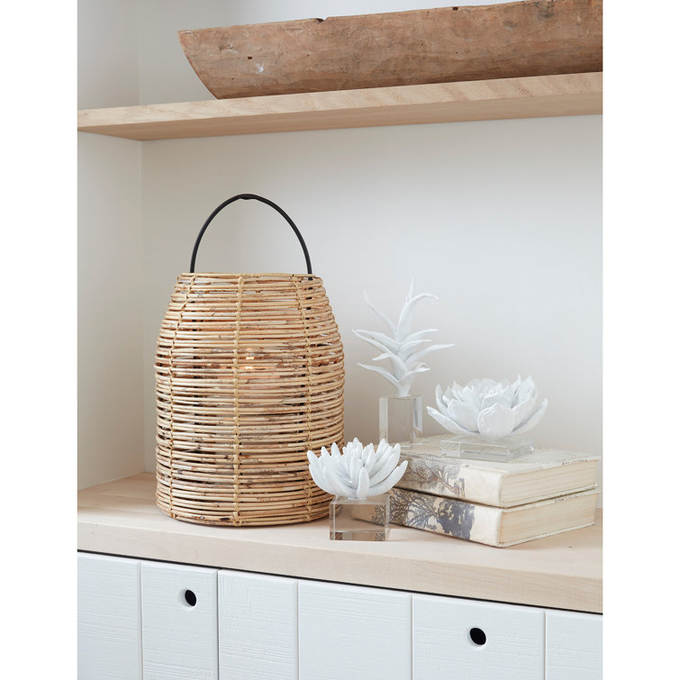 Monica 19'' Natural Bamboo Woven Hurricane Candleholder