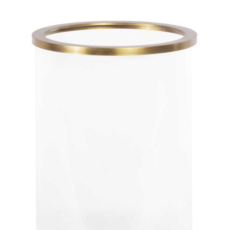 Adria Natural Brass 10.5" Tall Glass Cylinder Hurricane