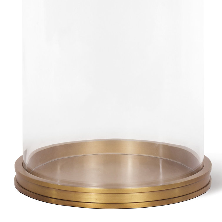 Natural Brass and Glass Hurricane Candle Lantern