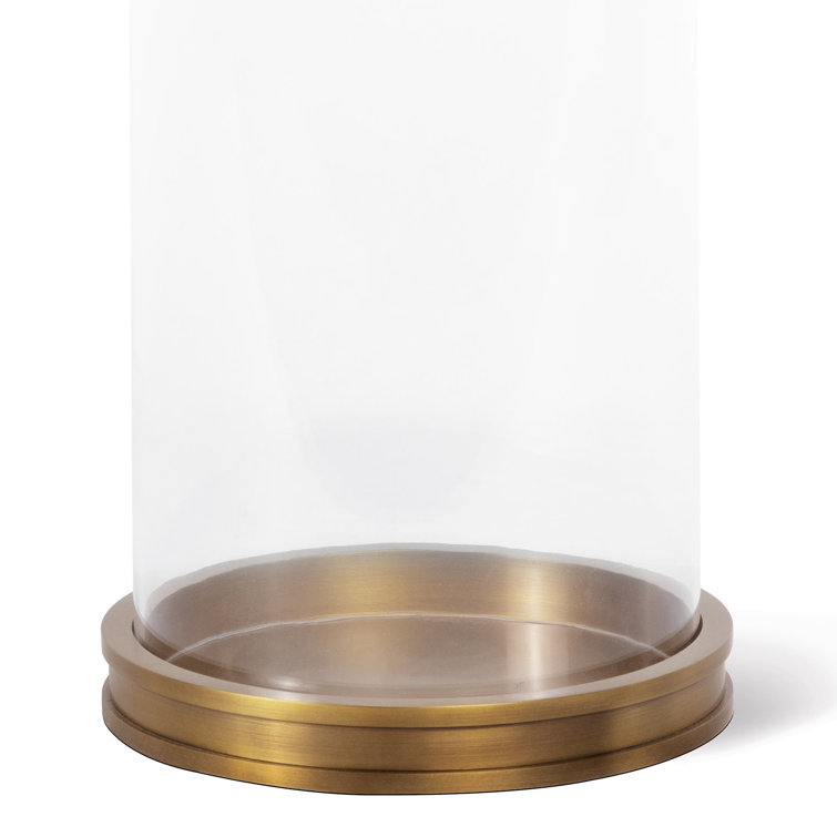 Adria Natural Brass 10.5" Tall Glass Cylinder Hurricane