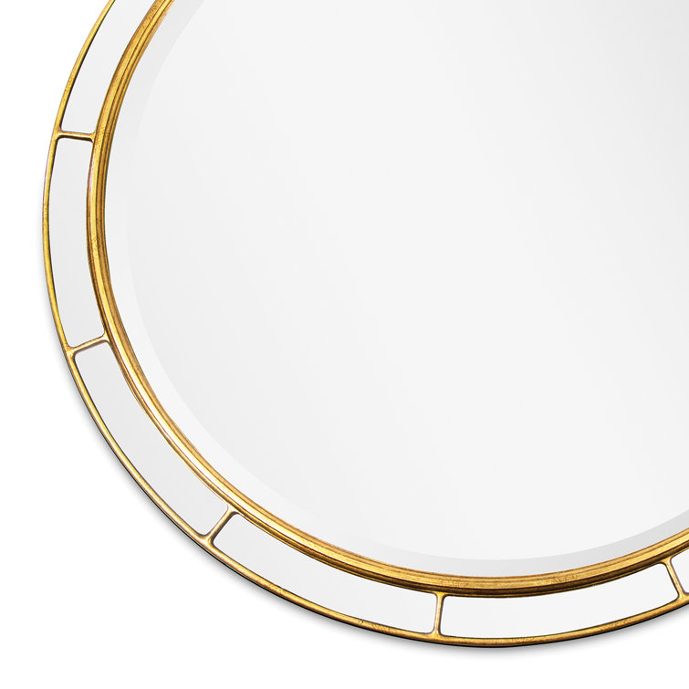 Antique Gold Leaf Round Wall Mirror with Mirrored Tiles