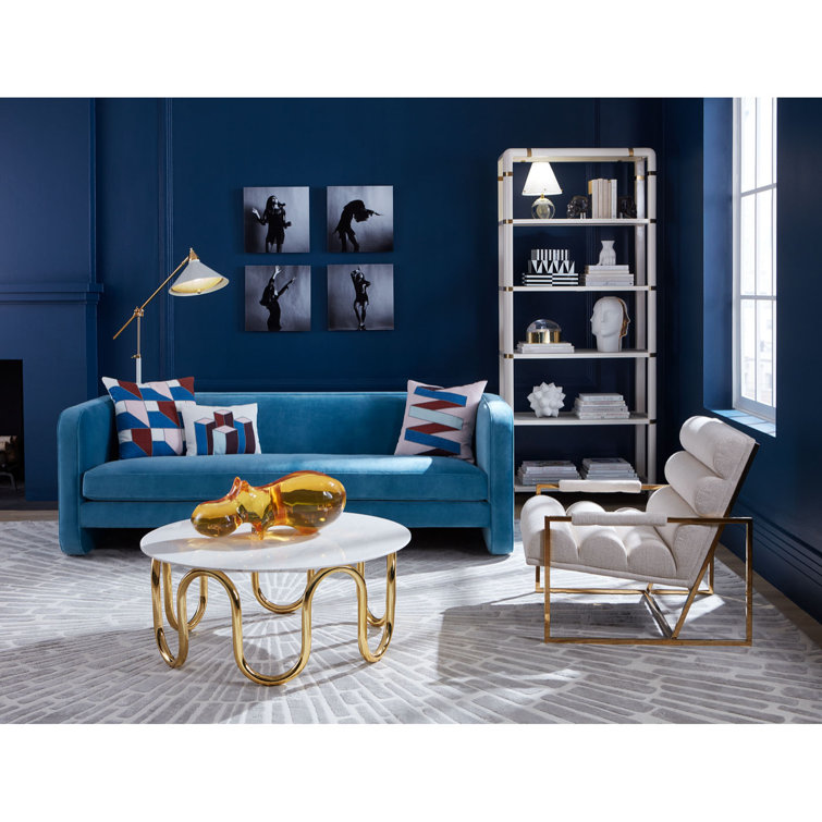 Venice Azure Velvet Tight Back Standard Sofa