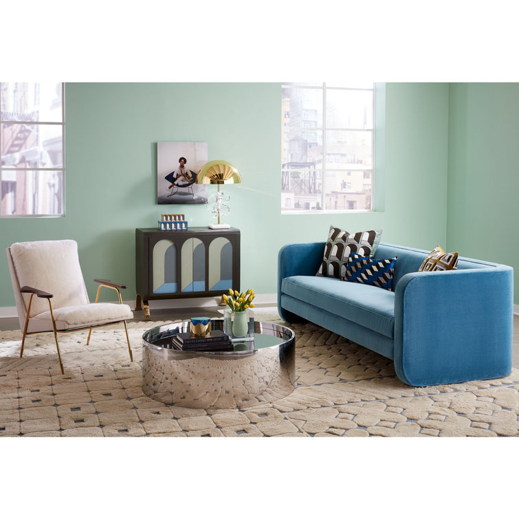 Venice Azure Velvet Tight Back Standard Sofa