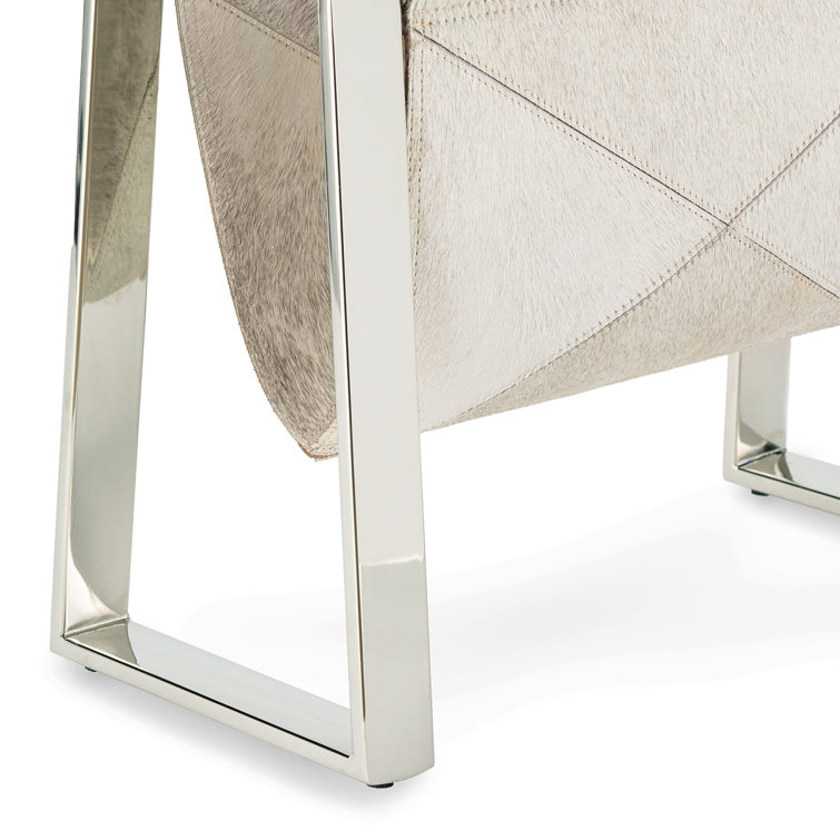 Regina Andres Polished Nickel & Hair on Hide 14" Magazine Rack