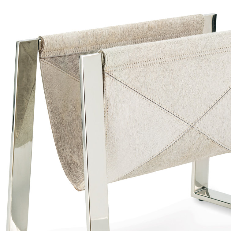 Regina Andres Polished Nickel & Hair on Hide 14" Magazine Rack